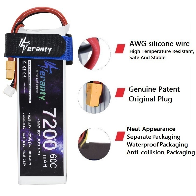 Upgrade 2S 7.4V 7200mAh 60C 6S - đánh giá và giá Drone Battery 6S